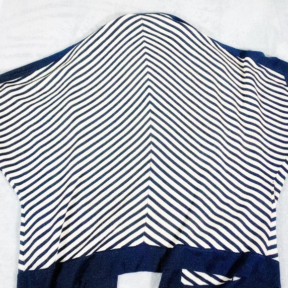 Chico’s Travelers Navy Blue And Golden Beige Shimmer Cardiagn Size 2 Or Large - Picture 5 of 7